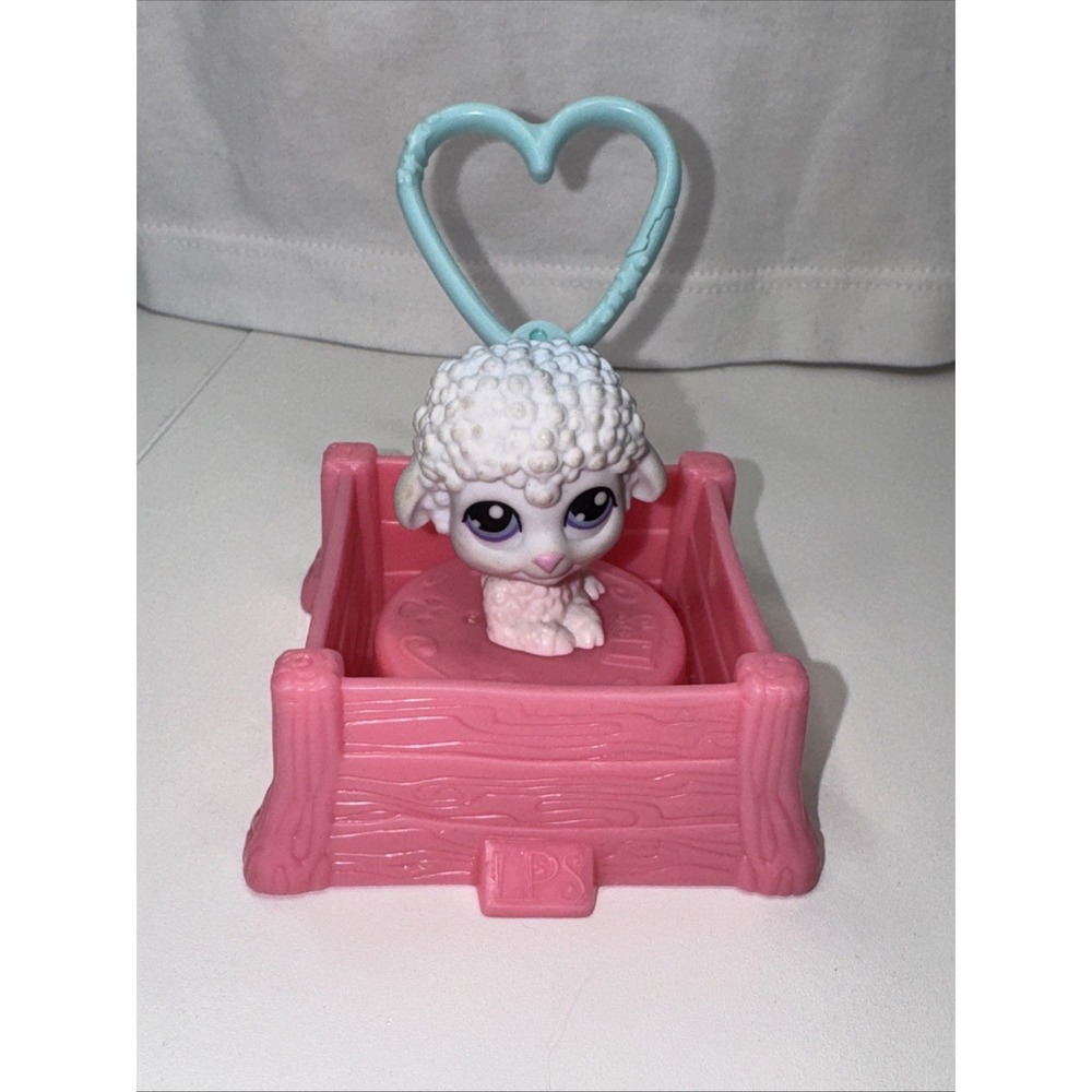 2006 McDonald's Littlest Pet Shop White Lamb Backpack Clip Happy Meal Toy